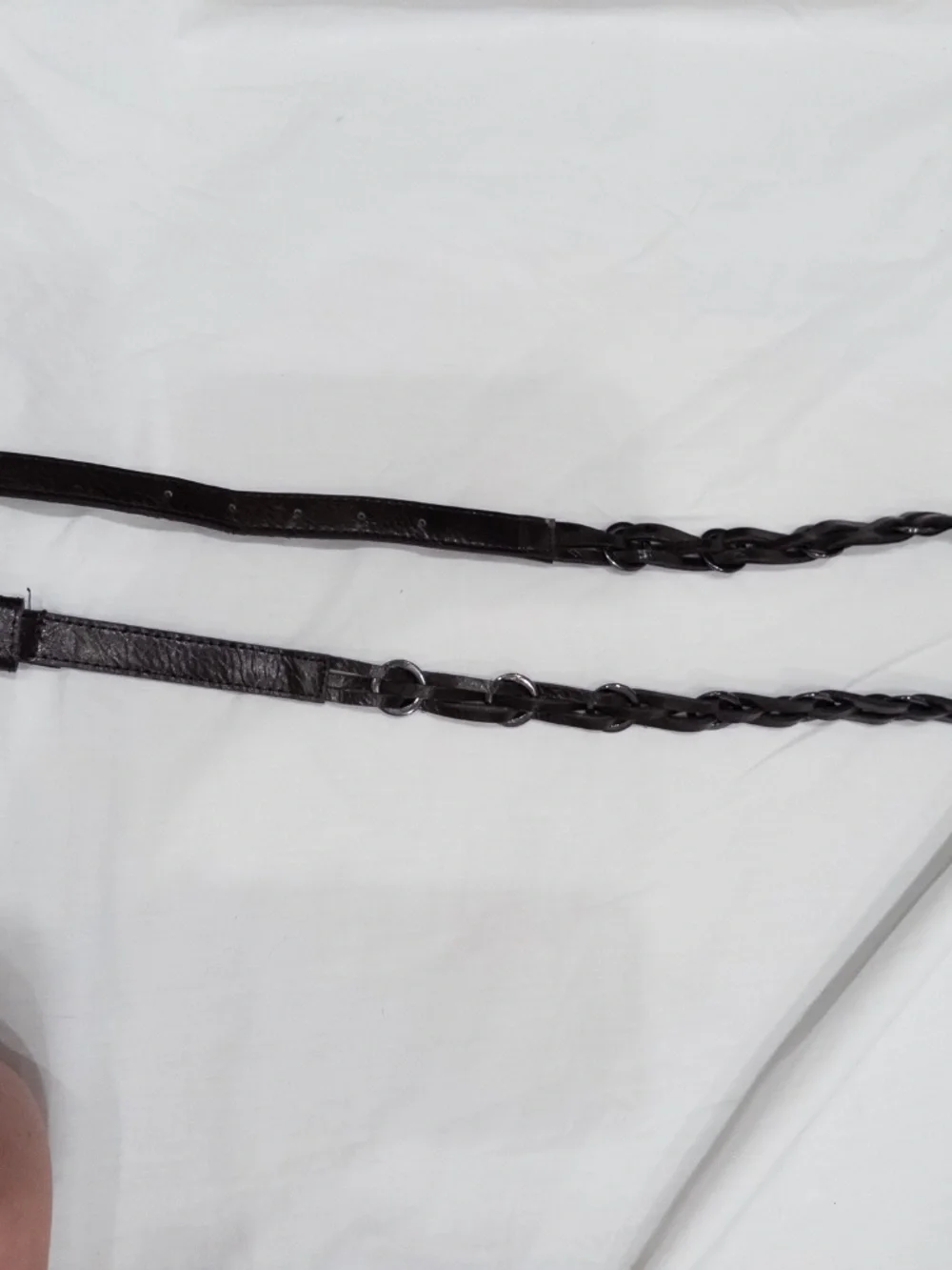 Y2k brown braided belt metal chain size 10 faux leather